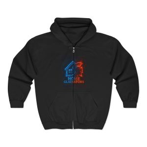 Home Gladiators Zip Hoodie — Neon House & Lion Logo Full-Zip Hoodie
