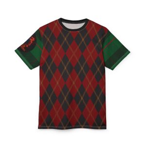Argyle Plaid Tee — Red & Green Holiday Pattern All-Over Print Shirt