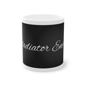 Gladiator Energy Ceramic Mug — Motivational Black Script Coffee Cup, 11oz