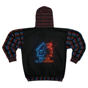 Zip Hoodie — Home Gladiators Flame & Neon Logo All-Over Print